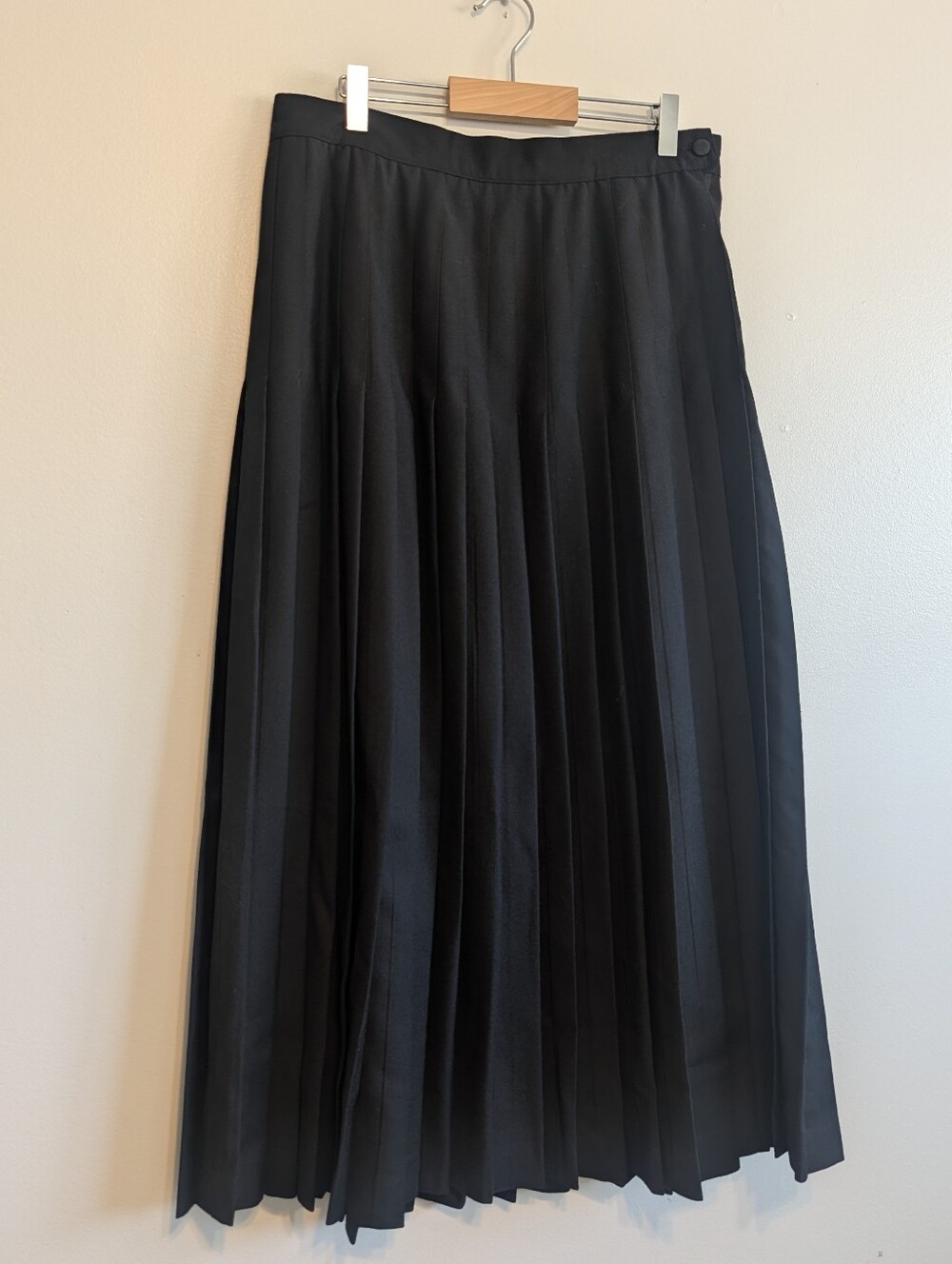 Vintage Mr Jax Classic Black 100% Wool Pleated Midi Skirt 14